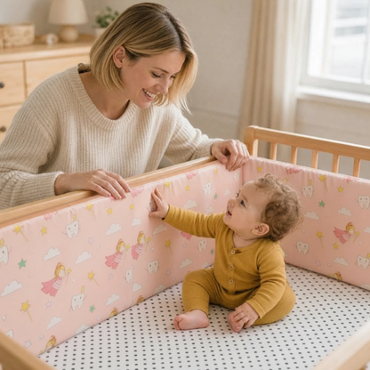 Tour de lit complet - maman bébé fée rose