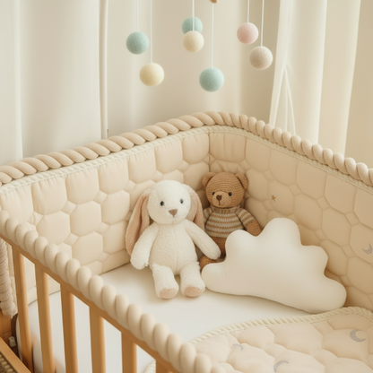 Tour de Lit Complet Bébé  gros plan peluches mobile