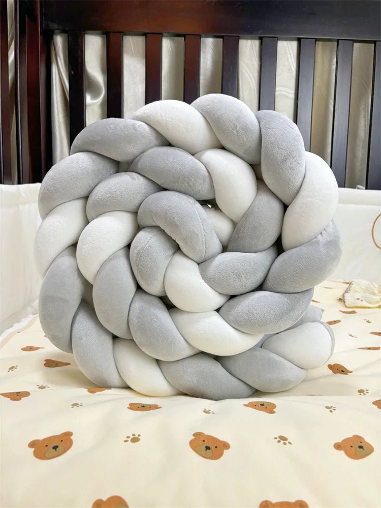 tour de lit bébé tressé gris blanc