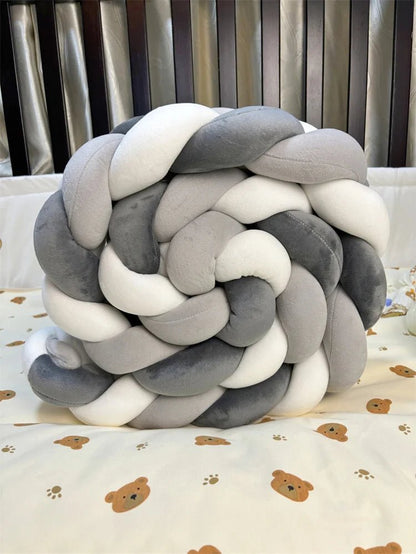 tour de lit bébé tressé gris deux tons