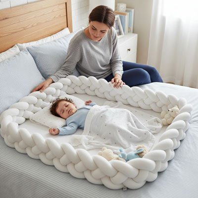 Tresse de lit bébé blanche nuage 