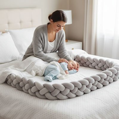 Tresse de lit bébé grise 