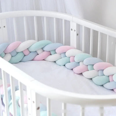 tresse de lit 3m blanche et rose turquoise bleue