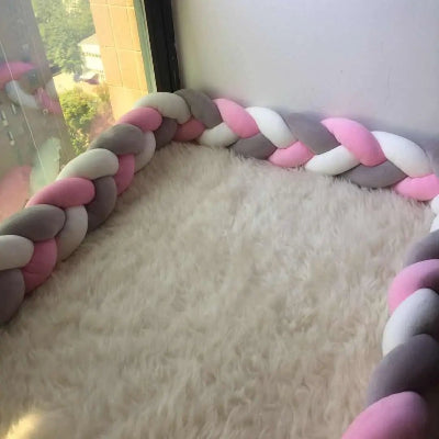 tresse de lit bébé gris rose blanc