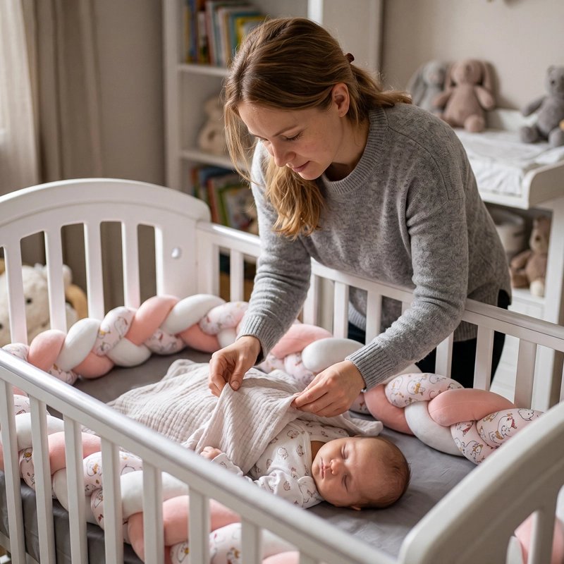 tresse de lit bébé maman emaillotte bebe 