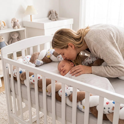 tresse de lit bébé maman embrasse petit