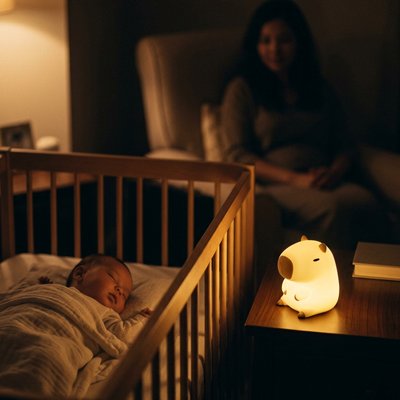 Veilleuse bébé et maman sommeil