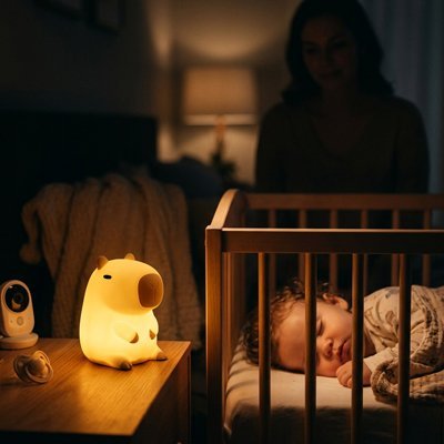 veilleuse bébé animaux bebeet table et couchette avec maman 