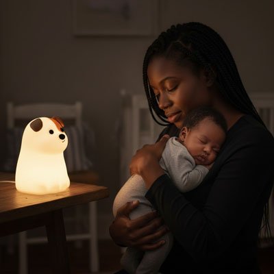 Veilleuse bébé chien bebe et sa maman 