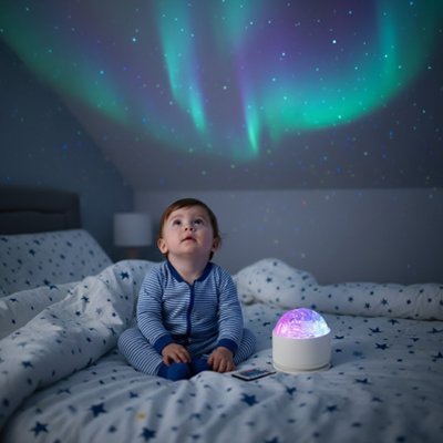 veilleuse bébé projection plafond bleue