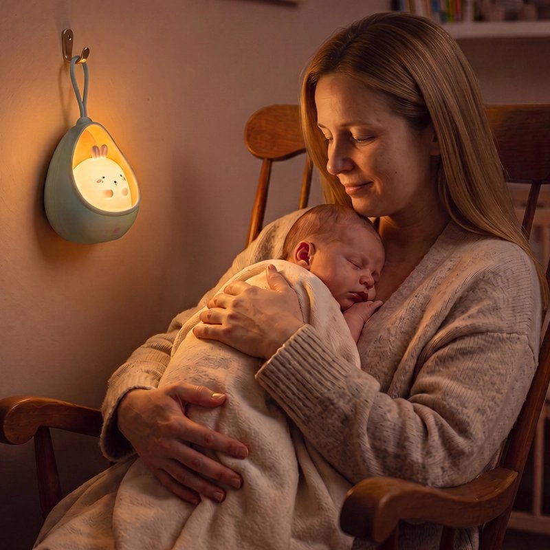 veilleuse bébé usb maman qui sert sa petite