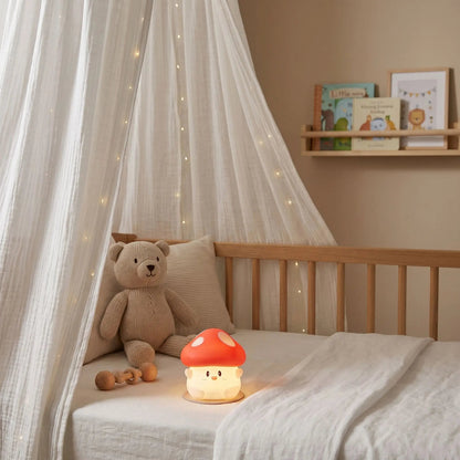 veilleuse pour bébé avec toutou ourson et ciel de lit