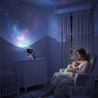 veilleuse projecteur bébé astronautes avec maman 