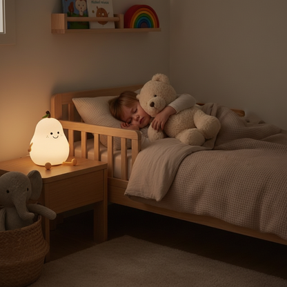 veilleuse rechargeable usb une Veilleuse poire - bébé dort avec son ourson