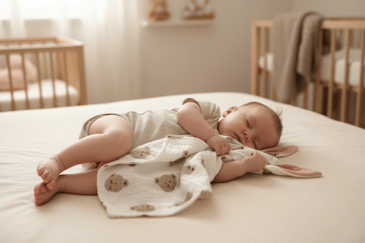 doudou lapin bebe avec Vue large bébé endormi doudou lapin