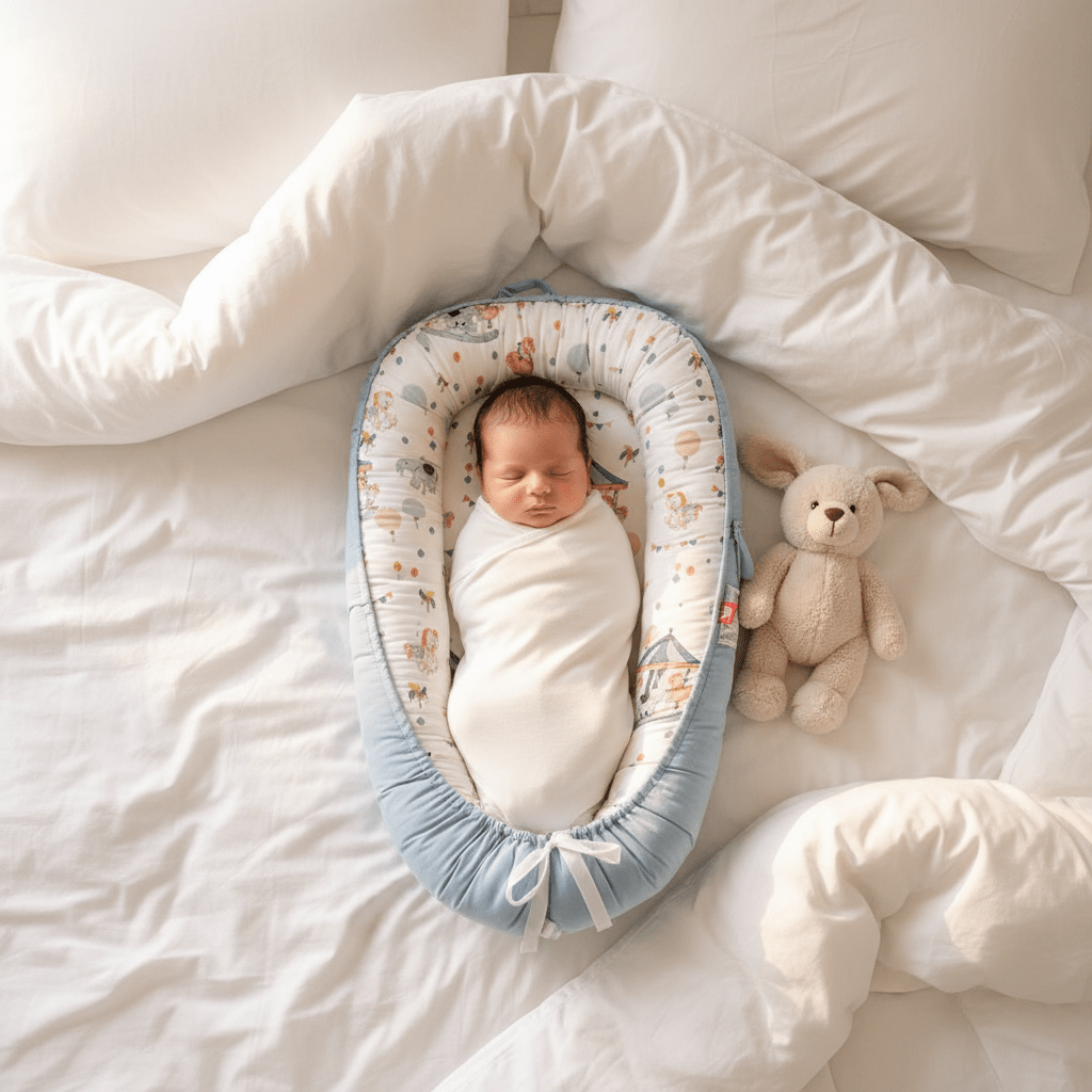 reducteur de lit pour bebe
Vue top-down bébé réducteur carrousel lit blanc