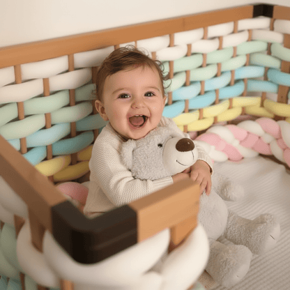 tresse bebe
Zoom bébé rit nounours tresse vert jaune